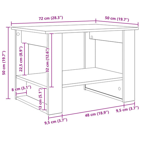 vidaXL Coffee Table Concrete Grey 72 x 50 x 50 cm Engineered Wood