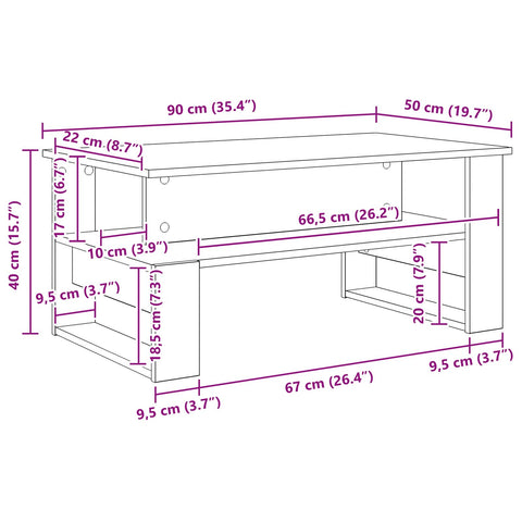 vidaXL Coffee Table White 90 x 50 x 40 cm Engineered Wood