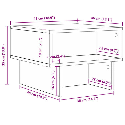 vidaXL Coffee Table Smoked Oak 48 x 46 x 35 cm Engineered Wood