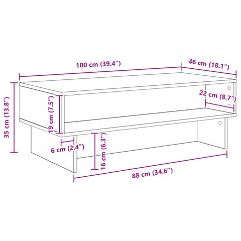 vidaXL Coffee Table Concrete Grey 100 x 46 x 35 cm Engineered Wood