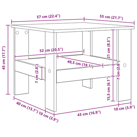 vidaXL Coffee Table Grey Sonoma 57 x 55 x 45 cm Engineered Wood