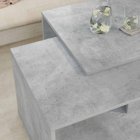 vidaXL Coffee Table Set 2 pcs Concrete Grey Engineered Wood