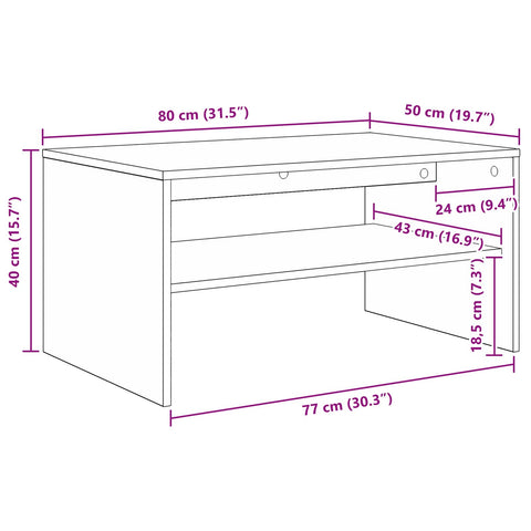 vidaXL Coffee Table Smoked Oak 80 x 50 x 40 cm Engineered Wood