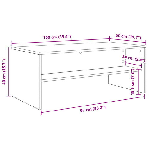 vidaXL Coffee Table Old Wood 100 x 50 x 40 cm Engineered Wood