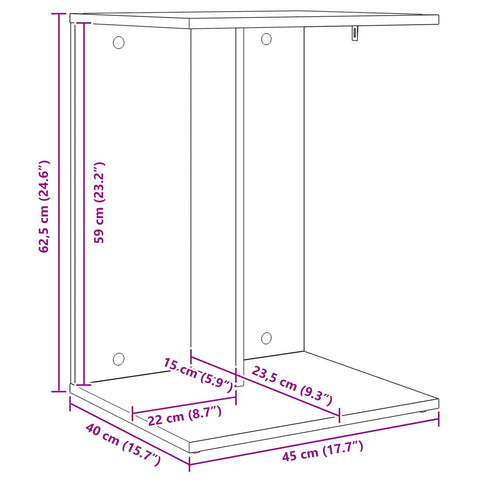 vidaXL Side Table Black Oak 45 x 40 x 62.5 cm Engineered Wood
