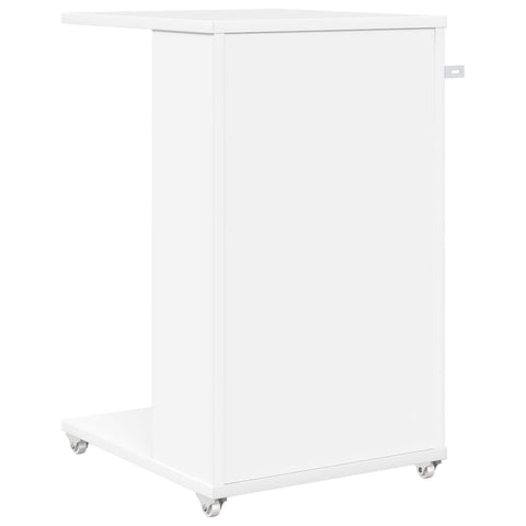 vidaXL Side Table with Wheel White 40 x 35 x 60 cm Engineered Wood