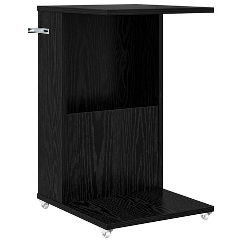vidaXL Side Table with Wheel Black Oak 40 x 35 x 60 cm Engineered Wood