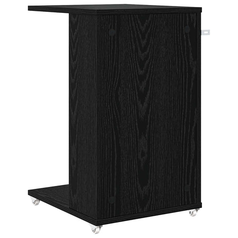 vidaXL Side Table with Wheel Black Oak 40 x 35 x 60 cm Engineered Wood