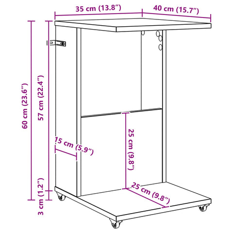vidaXL Side Table Concrete Grey 40 x 35 x 60 cm Engineered Wood