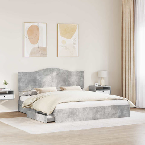 vidaXL Bed Frame Concrete Grey 200 x 200 cm Engineered Wood
