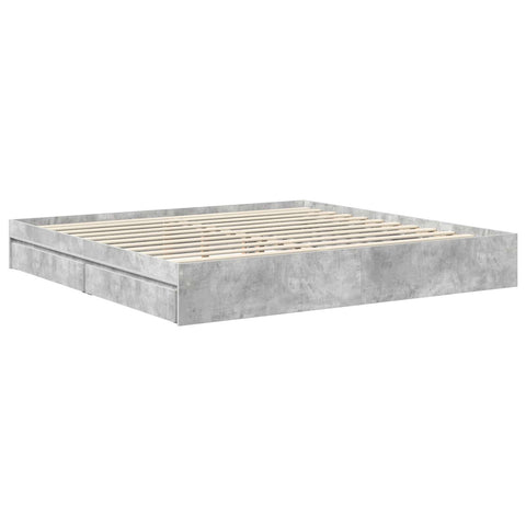 vidaXL Bed Frame Concrete Grey 200 x 200 cm Engineered Wood