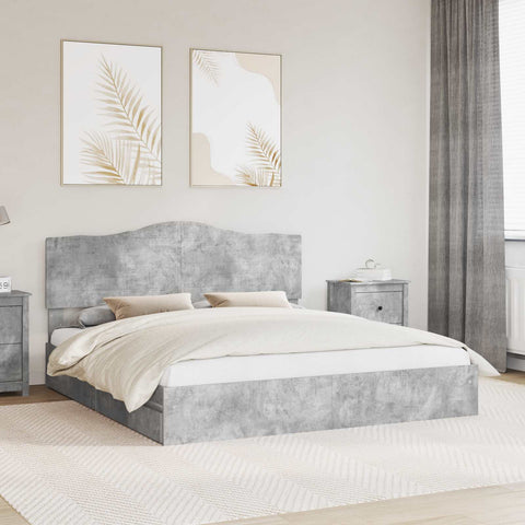 vidaXL Bed Frame Concrete Grey 180 x 200 cm Engineered Wood