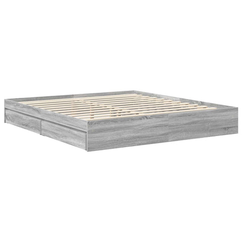 vidaXL Bed Frame with Drawer Grey Sonoma 180 x 200 cm Engineered Wood