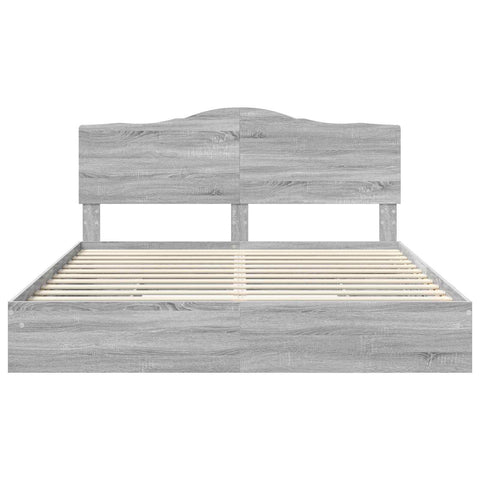 vidaXL Bed Frame with Drawer Grey Sonoma 180 x 200 cm Engineered Wood