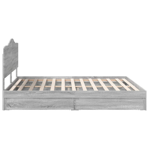 vidaXL Bed Frame with Drawer Grey Sonoma 180 x 200 cm Engineered Wood