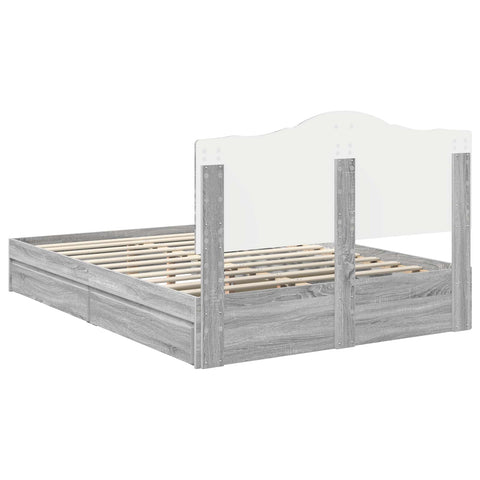 vidaXL Bed Frame with Drawer Grey Sonoma 160 x 200 cm Engineered Wood