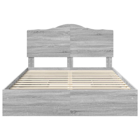 vidaXL Bed Frame with Drawer Grey Sonoma 160 x 200 cm Engineered Wood