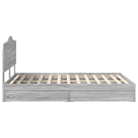 vidaXL Bed Frame with Drawer Grey Sonoma 160 x 200 cm Engineered Wood