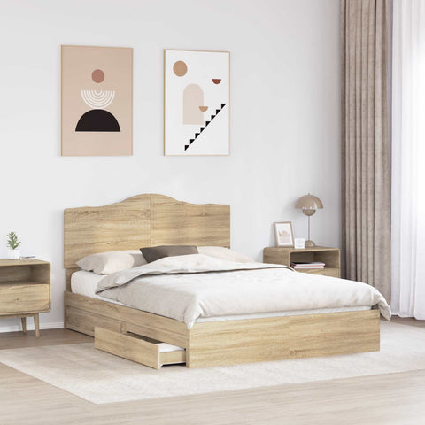 vidaXL Bed Frame with Drawer Sonoma Oak 150 x 200 cm Engineered Wood