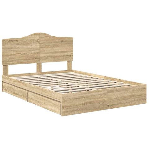 vidaXL Bed Frame with Drawer Sonoma Oak 150 x 200 cm Engineered Wood