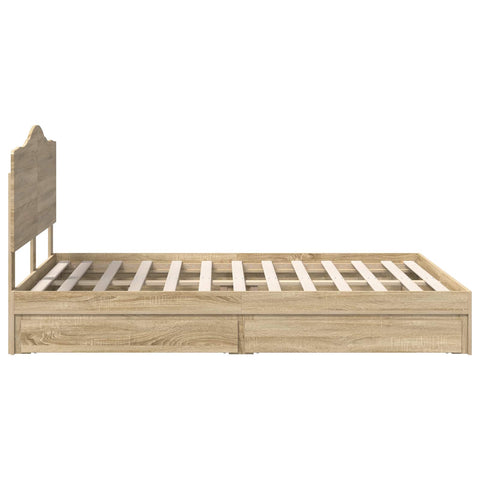 vidaXL Bed Frame with Drawer Sonoma Oak 150 x 200 cm Engineered Wood
