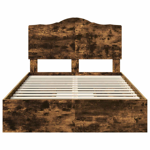 vidaXL Bed Frame with Drawer Smoked Oak 135 x 190 cm Engineered Wood