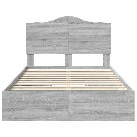 vidaXL Bed Frame with Drawer Grey Sonoma 135 x 190 cm Engineered Wood