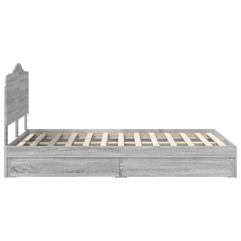 vidaXL Bed Frame with Drawer Grey Sonoma 135 x 190 cm Engineered Wood