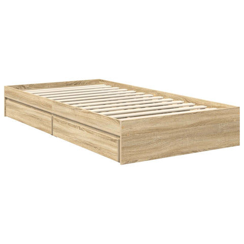vidaXL Bed Frame with Drawer Sonoma Oak 100 x 200 cm Engineered Wood