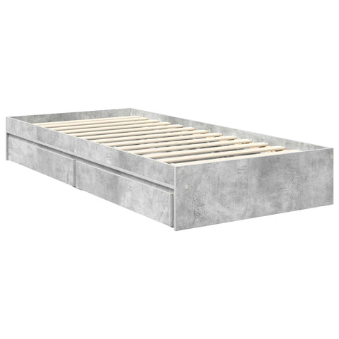 vidaXL Bed Frame with Drawer Concrete Grey 90 x 200 cm Engineered Wood