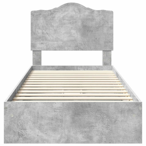 vidaXL Bed Frame with Drawer Concrete Grey 90 x 200 cm Engineered Wood