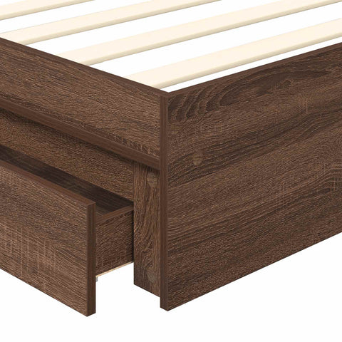 vidaXL Bed Frame with Drawer Brown Oak 90 x 200 cm Engineered Wood