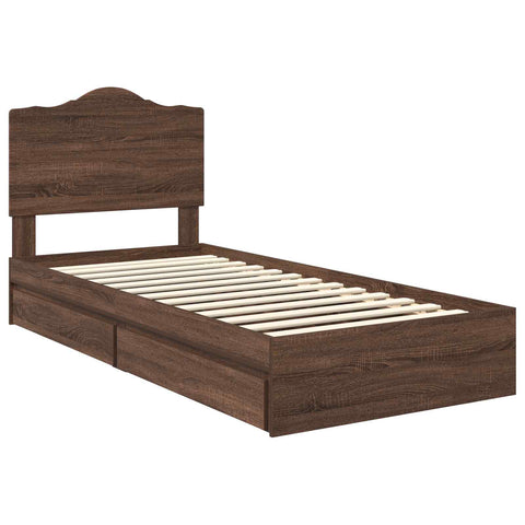 vidaXL Bed Frame with Drawer Brown Oak 90 x 200 cm Engineered Wood