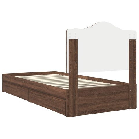 vidaXL Bed Frame with Drawer Brown Oak 90 x 200 cm Engineered Wood