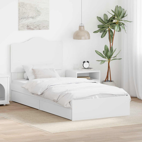 vidaXL Bed Frame with Drawer White 90 x 190 cm Engineered Wood