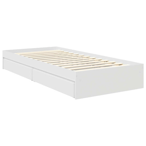 vidaXL Bed Frame with Drawer White 90 x 190 cm Engineered Wood
