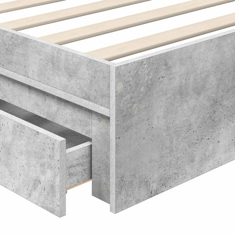 vidaXL Bed Frame with Drawer Concrete Grey 90 x 190 cm Engineered Wood
