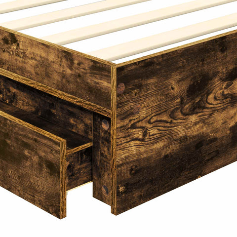 vidaXL Bed Frame with Drawer Smoked Oak 90 x 190 cm Engineered Wood