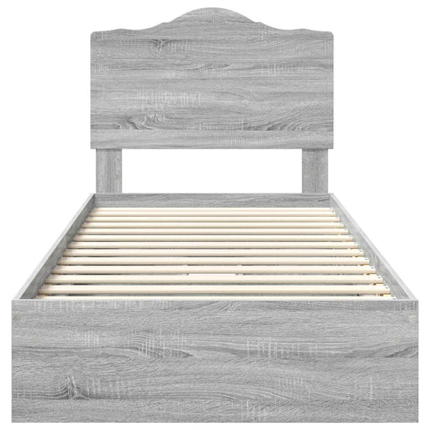 vidaXL Bed Frame with Drawer Grey Sonoma 90 x 190 cm Engineered Wood