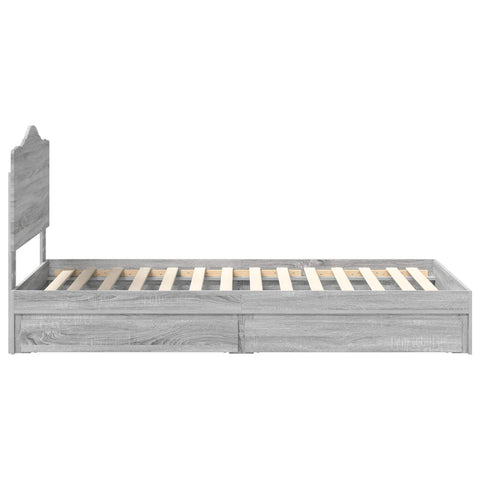 vidaXL Bed Frame with Drawer Grey Sonoma 90 x 190 cm Engineered Wood