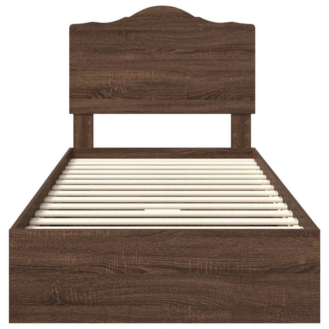 vidaXL Bed Frame with Drawer Brown Oak 90 x 190 cm Engineered Wood