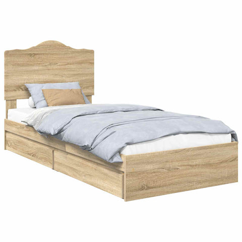 vidaXL Bed Frame with Drawer Sonoma Oak 75 x 190 cm Engineered Wood
