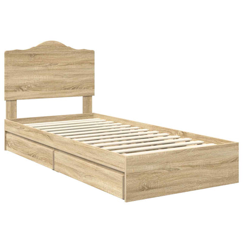 vidaXL Bed Frame with Drawer Sonoma Oak 75 x 190 cm Engineered Wood