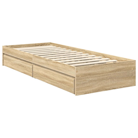 vidaXL Bed Frame with Drawer Sonoma Oak 75 x 190 cm Engineered Wood