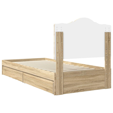 vidaXL Bed Frame with Drawer Sonoma Oak 75 x 190 cm Engineered Wood