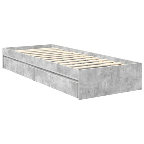 vidaXL Bed Frame with Drawer Concrete Grey 75 x 190 cm Engineered Wood