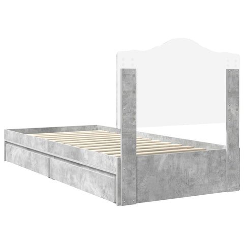 vidaXL Bed Frame with Drawer Concrete Grey 75 x 190 cm Engineered Wood