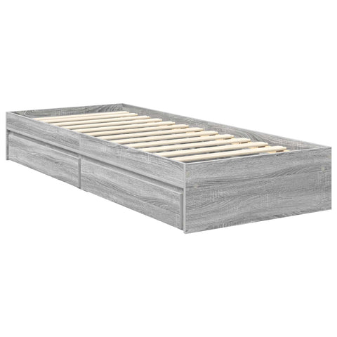 vidaXL Bed Frame with Drawer Grey Sonoma 75 x 190 cm Engineered Wood