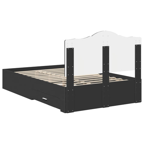 vidaXL Bed Frame with Headboard Black 135 x 190 cm Engineered Wood