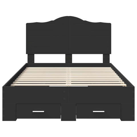 vidaXL Bed Frame with Headboard Black 135 x 190 cm Engineered Wood